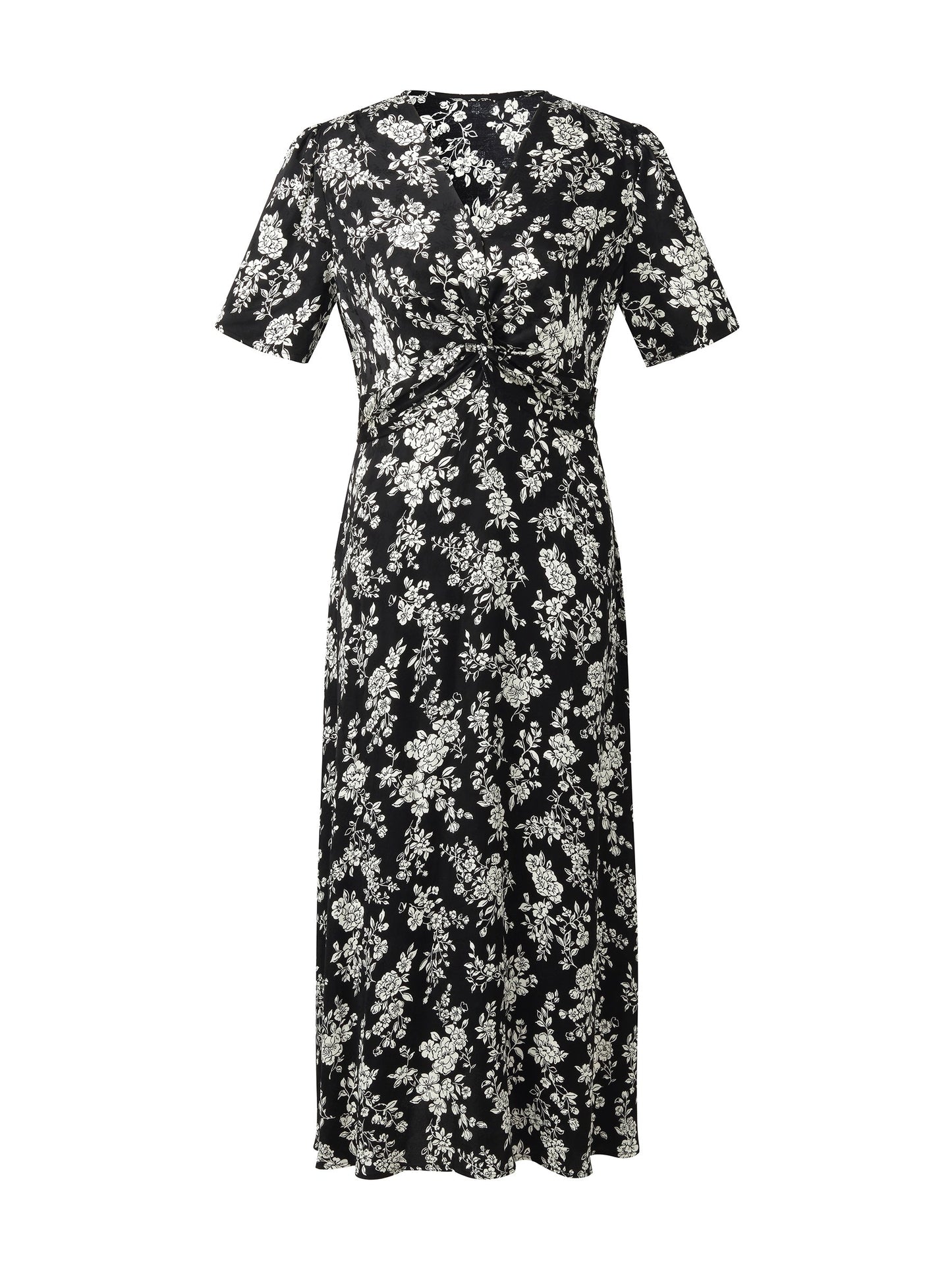 Floral Print Twist Front Women Midi Dress