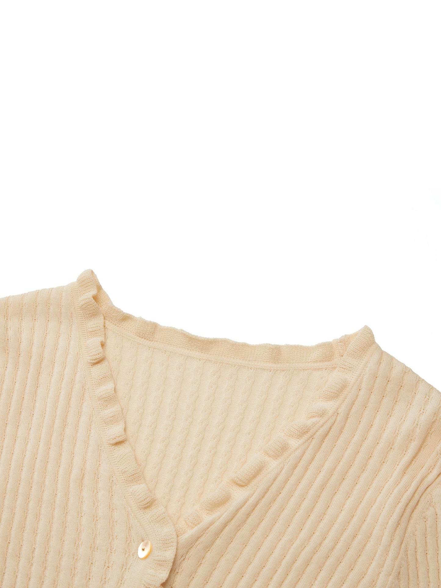 Cotton Mulberry Silk Blend Ruffle Trim Women Cardigan