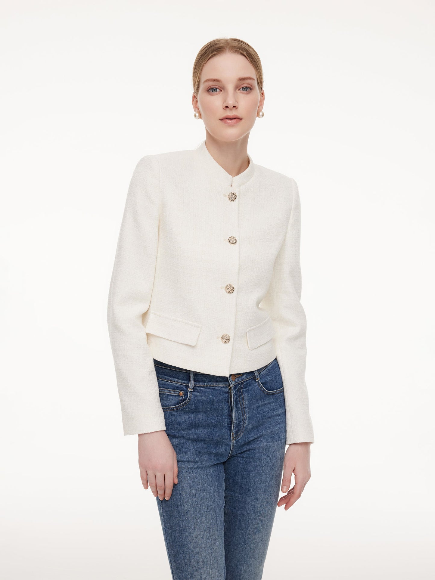 Stand Collar Single-Breasted Women Jacket