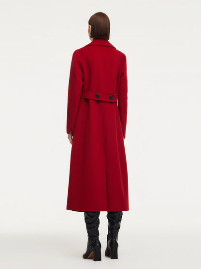 Cashmere Wool Blend Notched Collar Double-Faced Women Overcoat