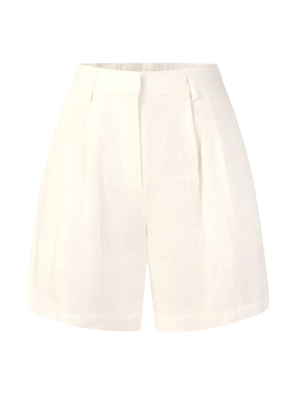 100% Linen Women A-Line Shorts