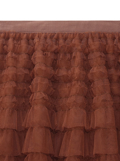 A-Line Mesh Ruffle Tiered Women Skirt