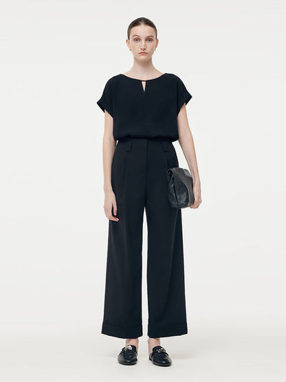 Machine Washable Wool Blend Women Straight Ankle Length Pants