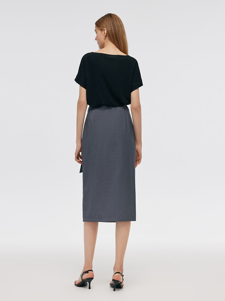 Black Acetate Top And Skirt Two-Piece Set