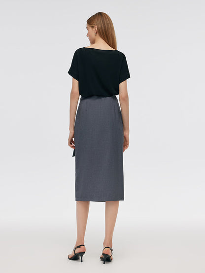 Black Acetate Top And Skirt Two-Piece Set