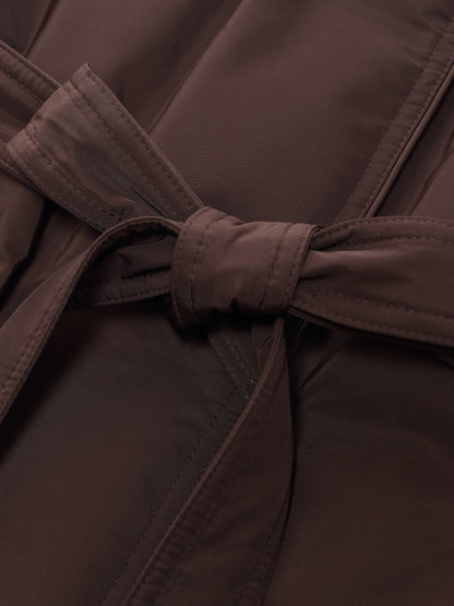 Quilted Hooded Goose Down Wrap Overcoat