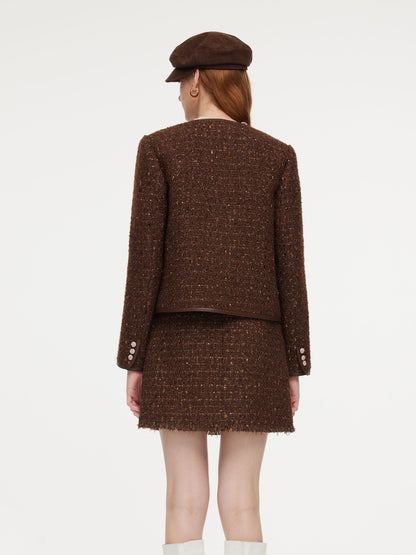 [Preview] Wool Blend Tweed Sequins Women Jacket