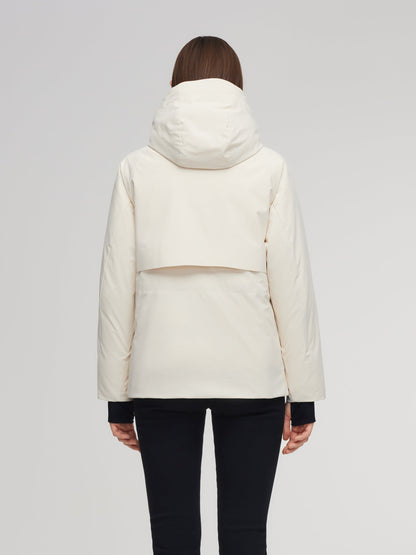 Drawstring Waist Unisex Hooded Goose Down Coat