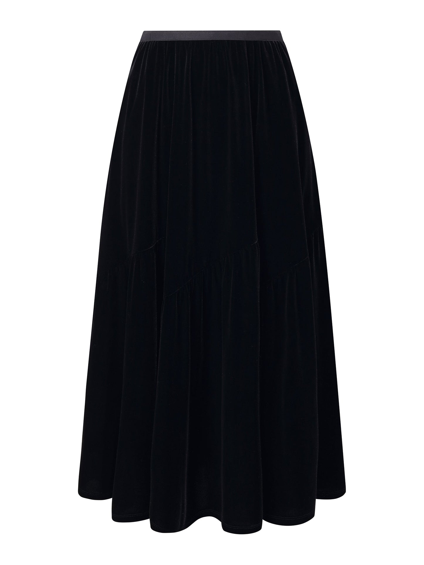Black Velvet A-Line Elastic Waist Women Skirt