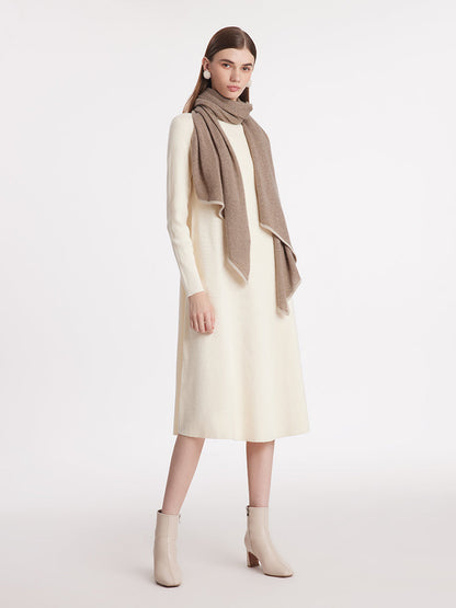 Contrast Trim Asymmectrical Cashmere Scarf