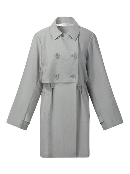 [Preview] Triacetate Blend Drawstring Waist Women Trench Coat