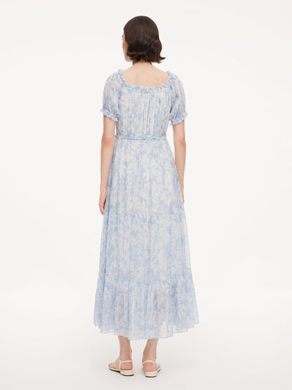 10MM Mulberry Silk Convertible Neck Women Belted Maxi Dress