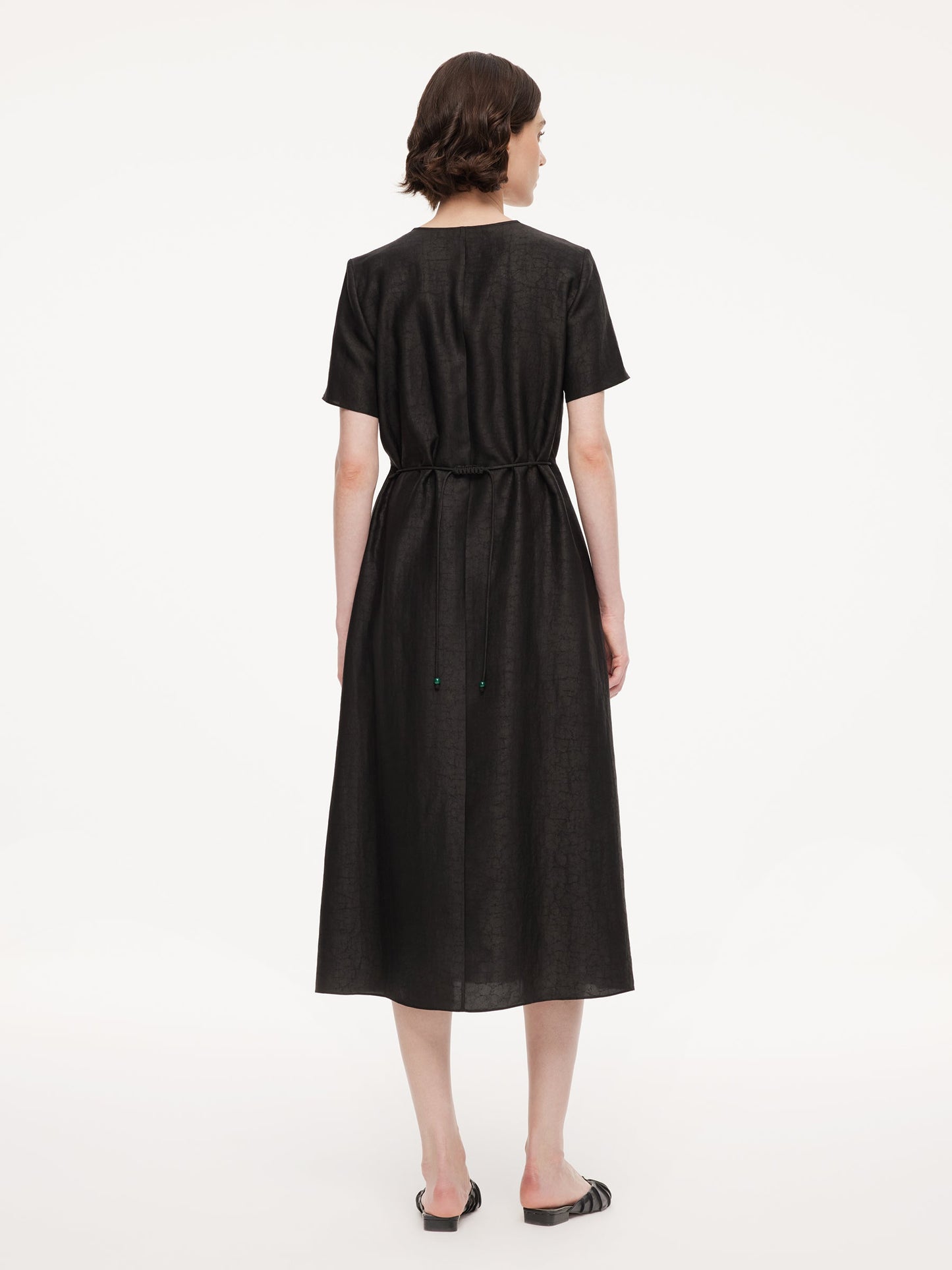 18MM Gambiered Canton Gauze Women Agate-Inspired Belted Maxi Dress