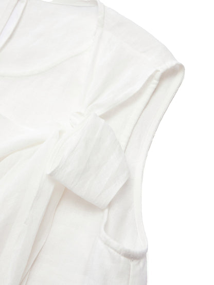 100% Linen Front Knot Tank Top And Pants Two-Piece Set