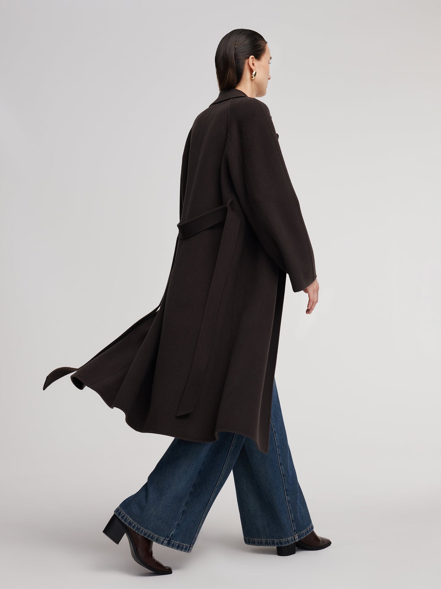Cashmere Wool Blend Double-Faced Unisex Wrap Overcoat