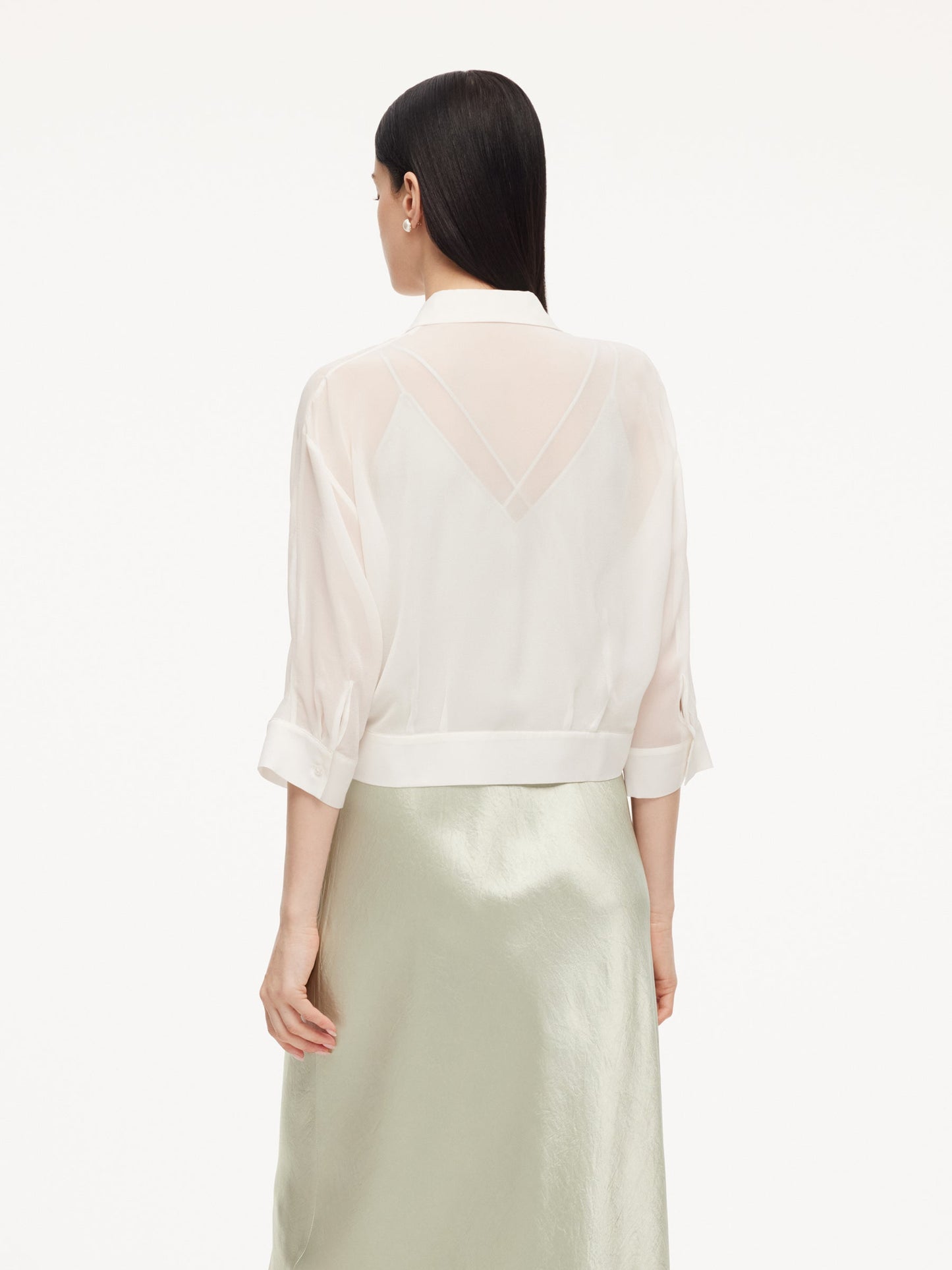 10MM Mulberry Silk Tie Front Women Sheer Shirt