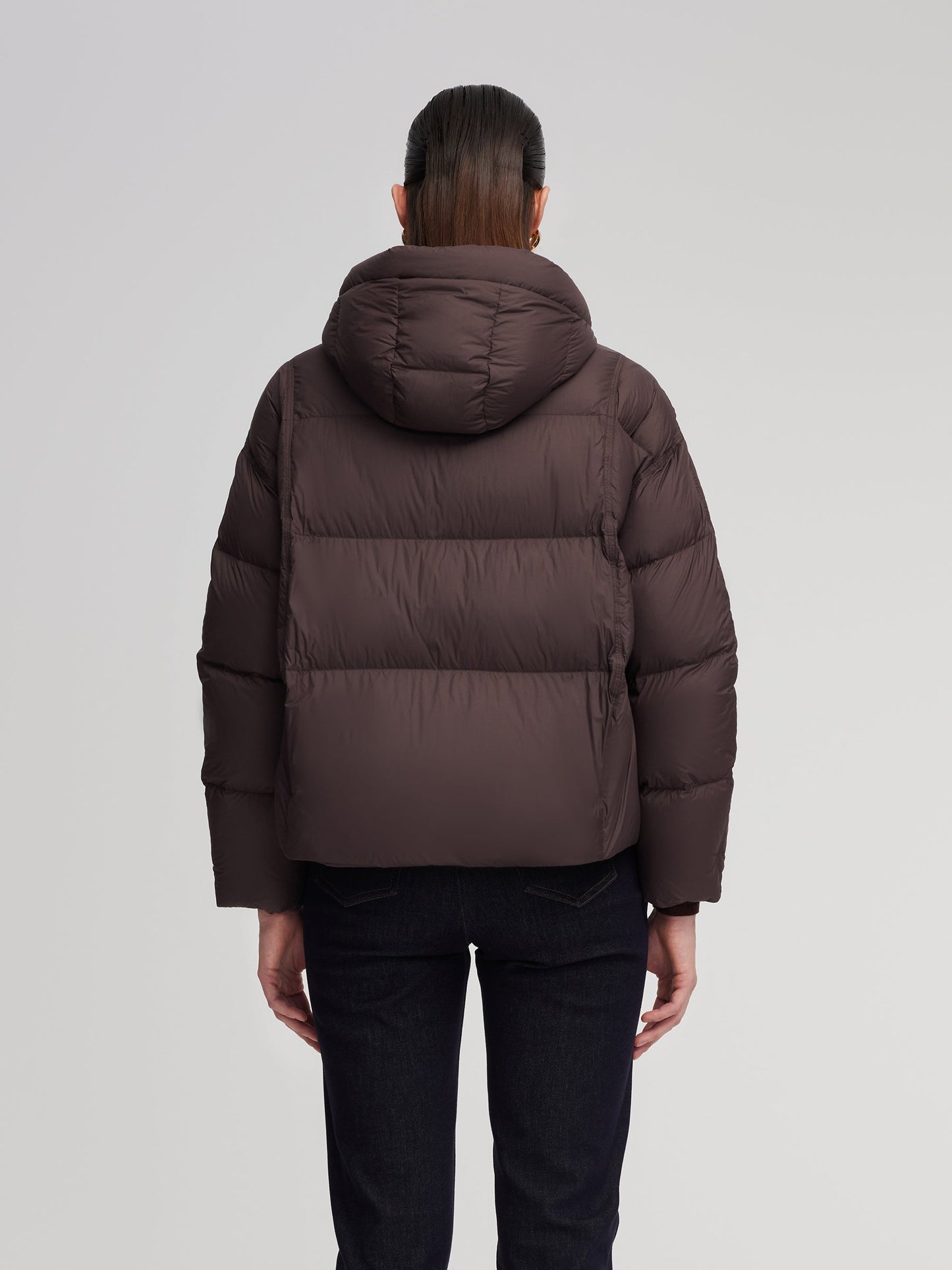 Lightweight Drawstring Hem Hooded Goose Down Jacket