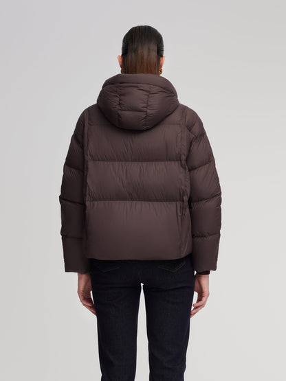 Lightweight Drawstring Hem Hooded Goose Down Jacket