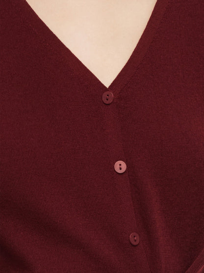Lyocell Blend V-Neck Women Cardigan With Ribbon
