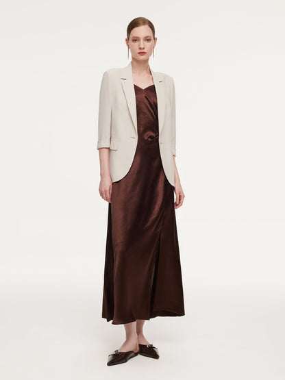 Acetate Blend 3/4 Sleeve Women Blazer