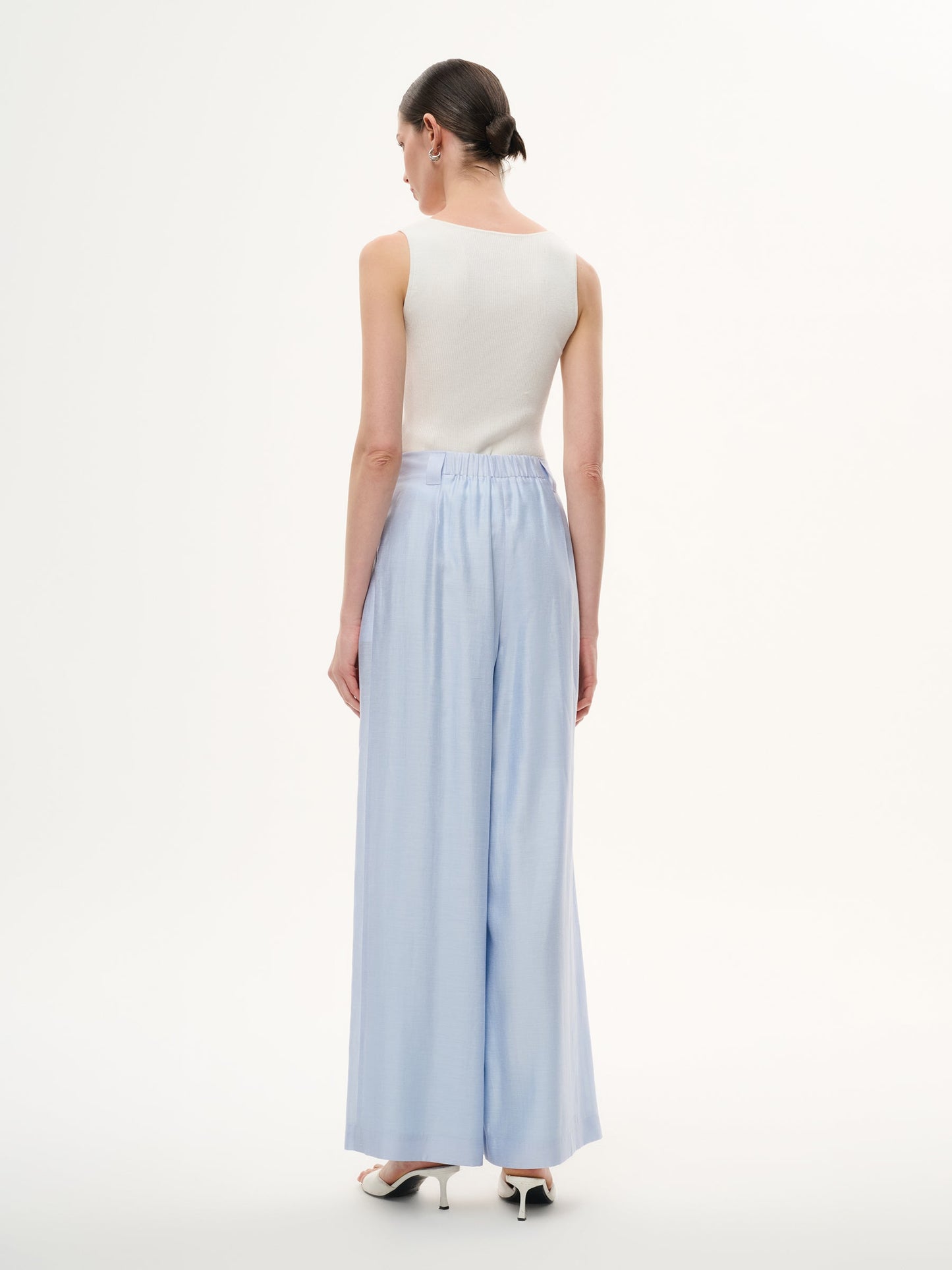 Tencel Acetate Linen Blend Women Straight Leg Pants