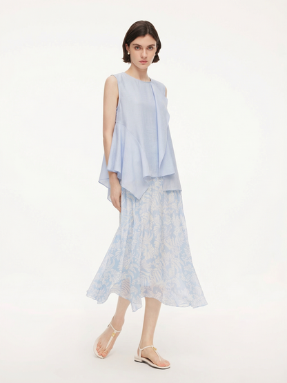 10MM Mulberry Silk Floral Print Women Skirt With Scrunchie