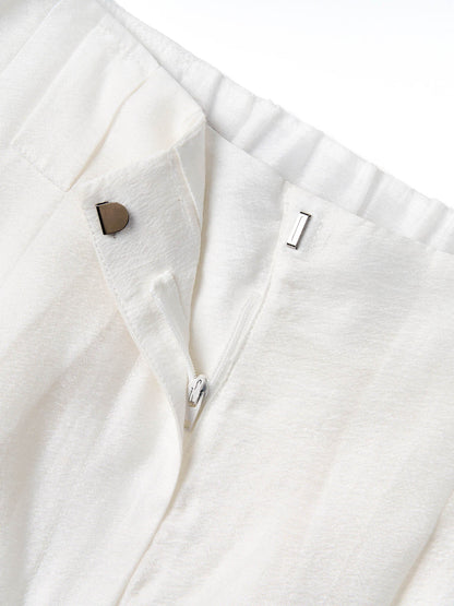 Tencel Acetate Linen Blend Women Straight Leg Pants