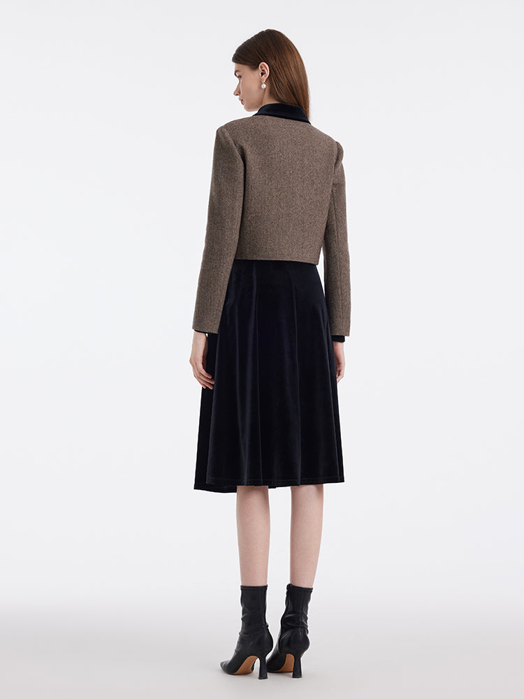 Washable Wool Double-Breasted Jacket And Skirt Two-Piece Set
