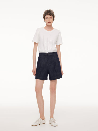 Stretchy Denim Adjustable Waist Women Shorts
