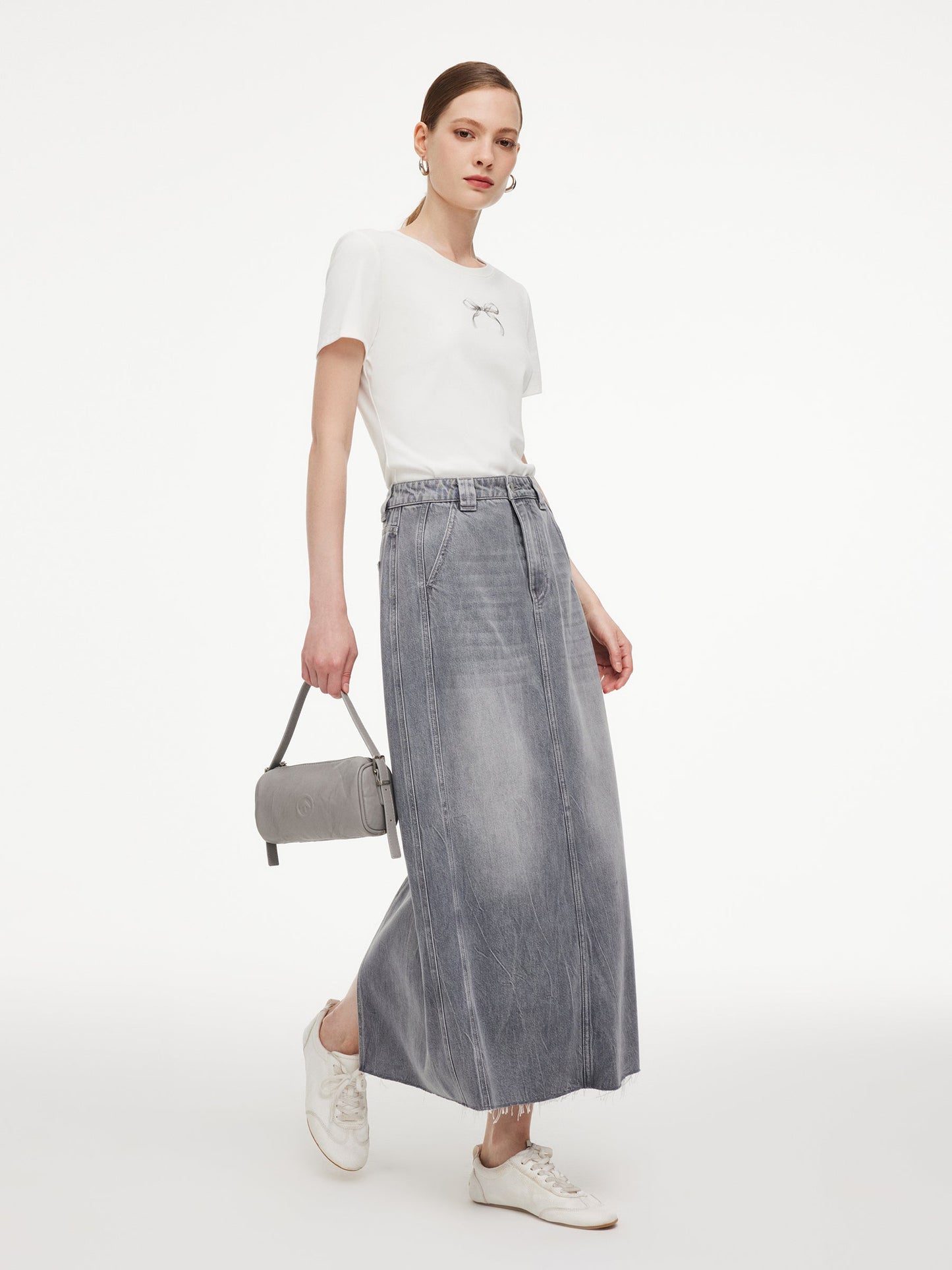 Lyocell Cotton Blend Denim Women Column Skirt