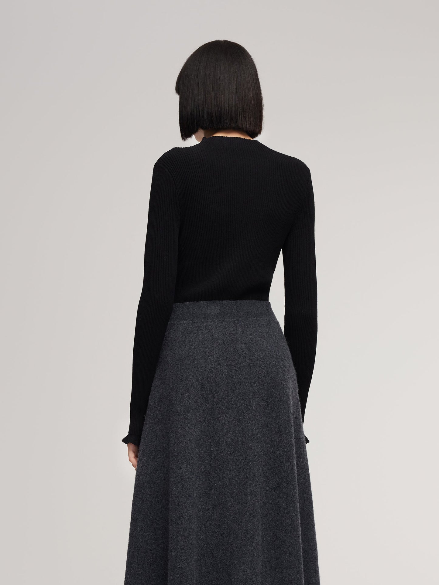 Tencel Wool Blend Mock Neck Women Knit Top