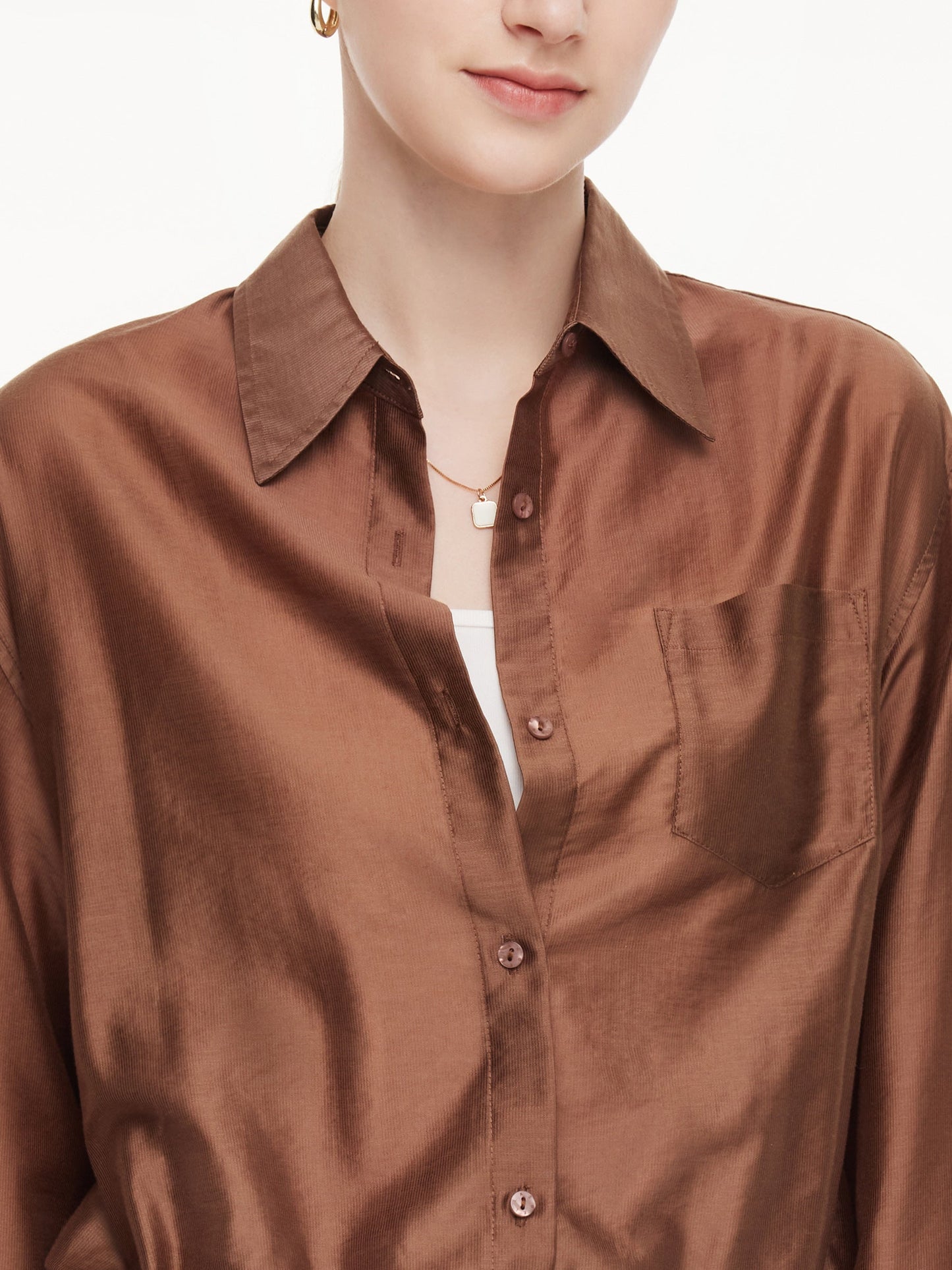 Tencel Blend Mock Layered Women Shirt