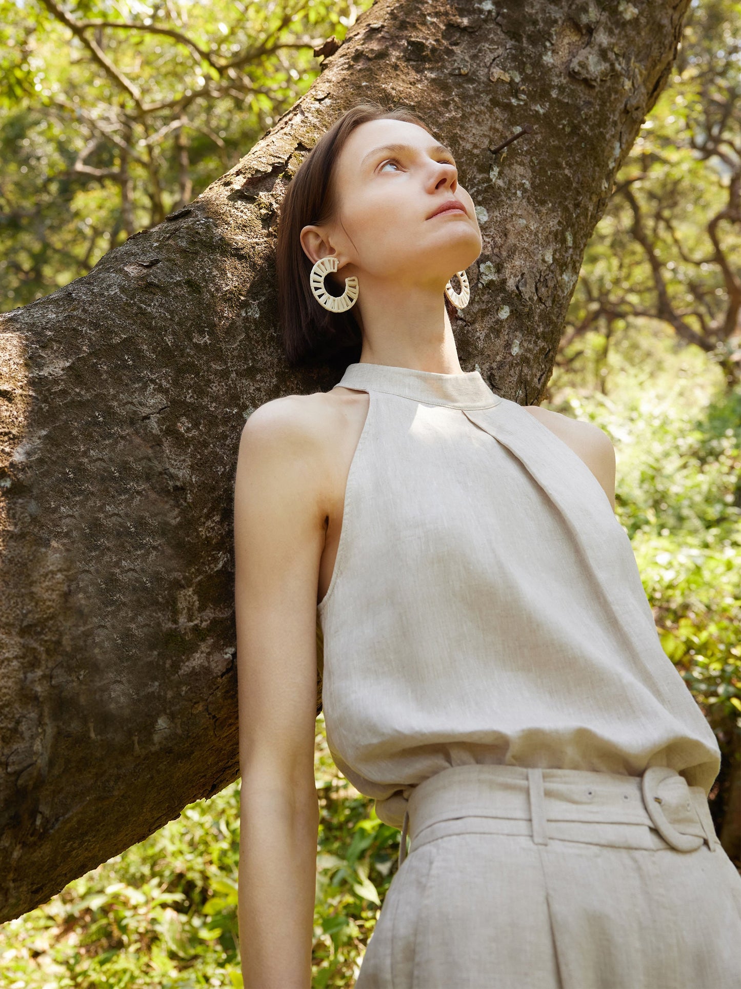 100% Linen Women Halter Tank Top