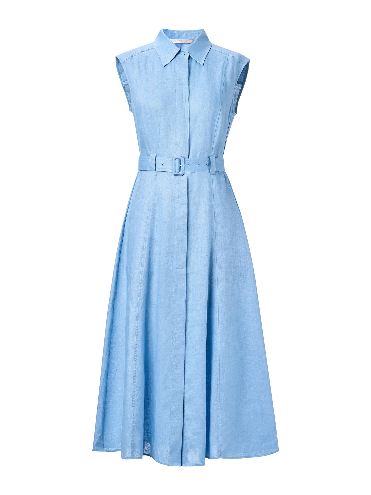 100% Linen Women Maxi Shirt Dress With Belt