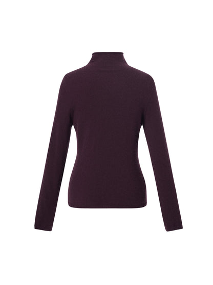 100% Cashmere Seamless Turtleneck Women Knit Top