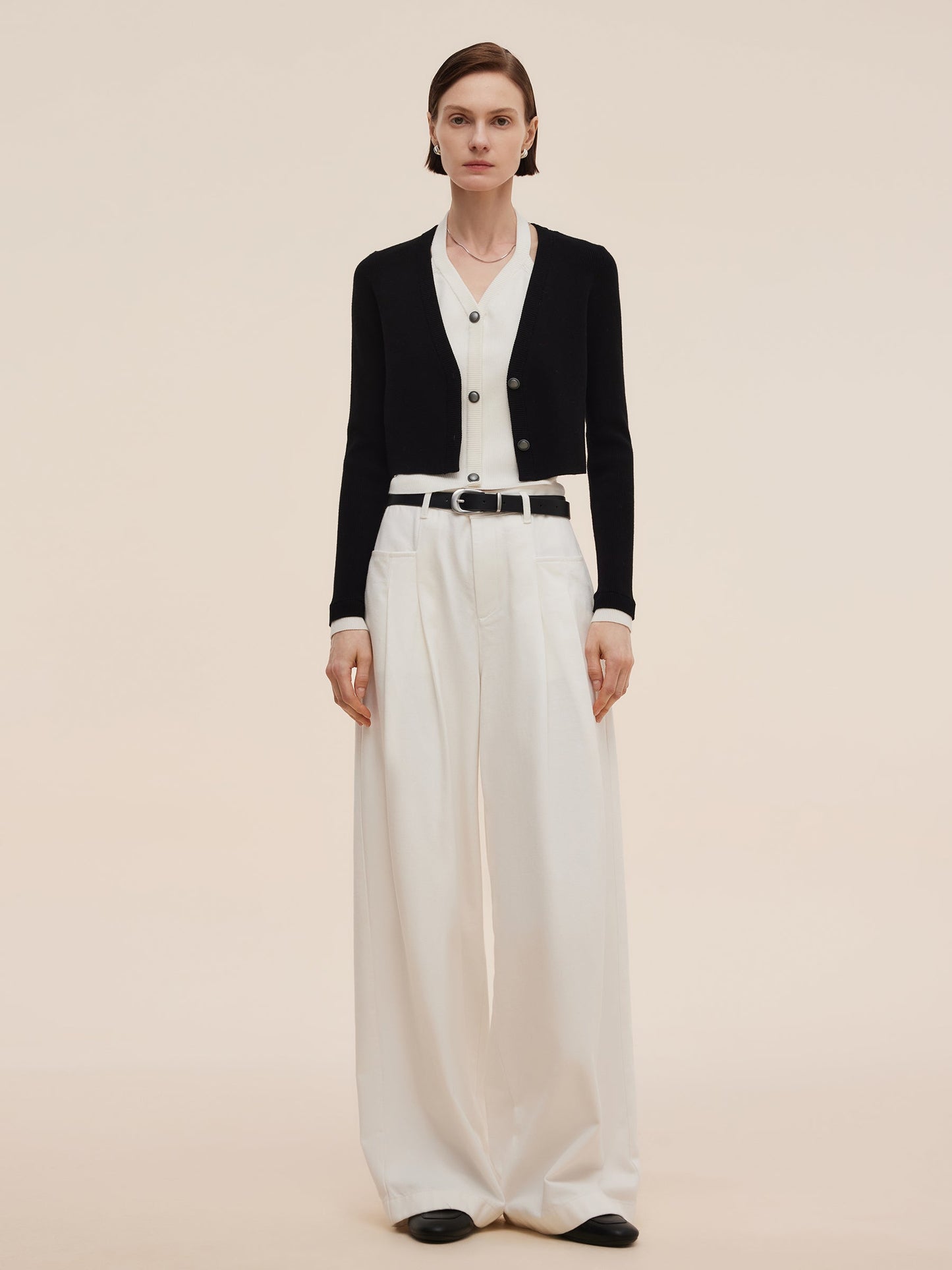 Denim Women High-Waisted Wide Leg Jeans With Leather Belt