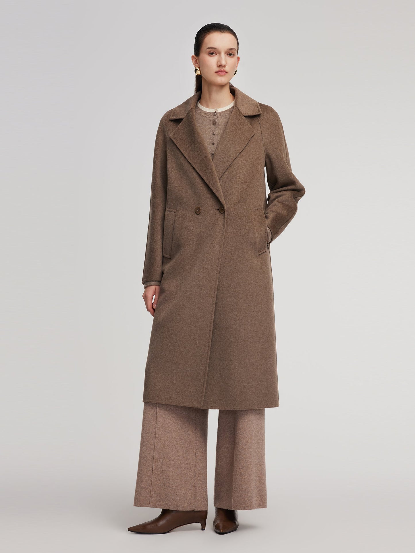 Cashmere Wool Blend H-Line Women Overcoat