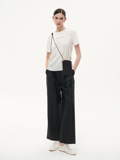22MM Mulberry Silk Tencel Blend Women Letter Print T-Shirt