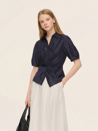 Tencel Blend Twist Front Women Blouse
