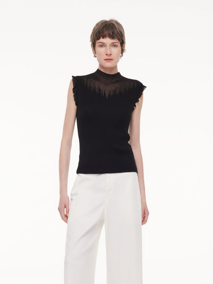 Ruffle Cuff Women Knit Tank Top