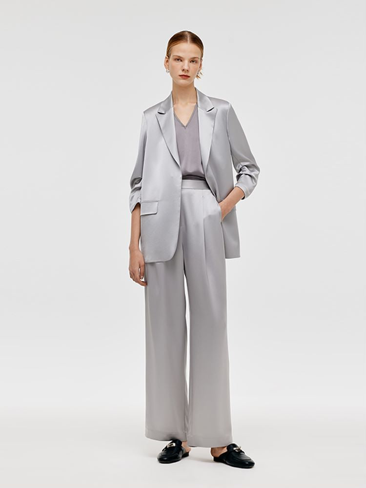 Acetate 3/4 Ruched Sleeves Women Blazer