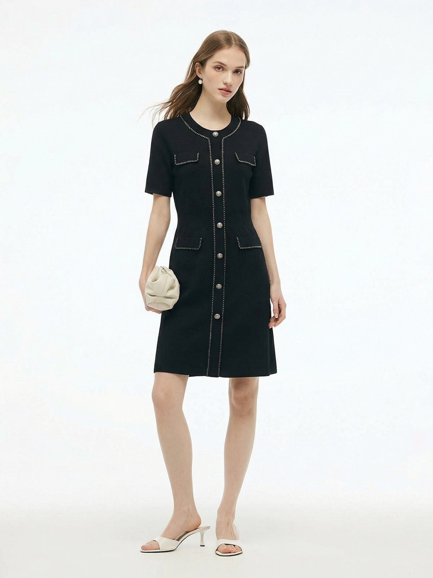 Tencel Blend Round Neck Women Knit Mini Dress