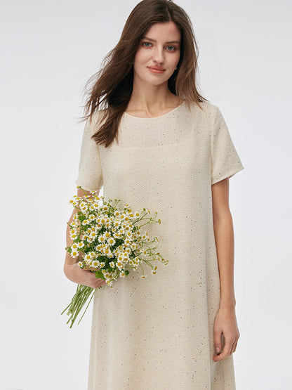 Tweed Sequins Fringed Edge Women Maxi Dress With Slip Dress