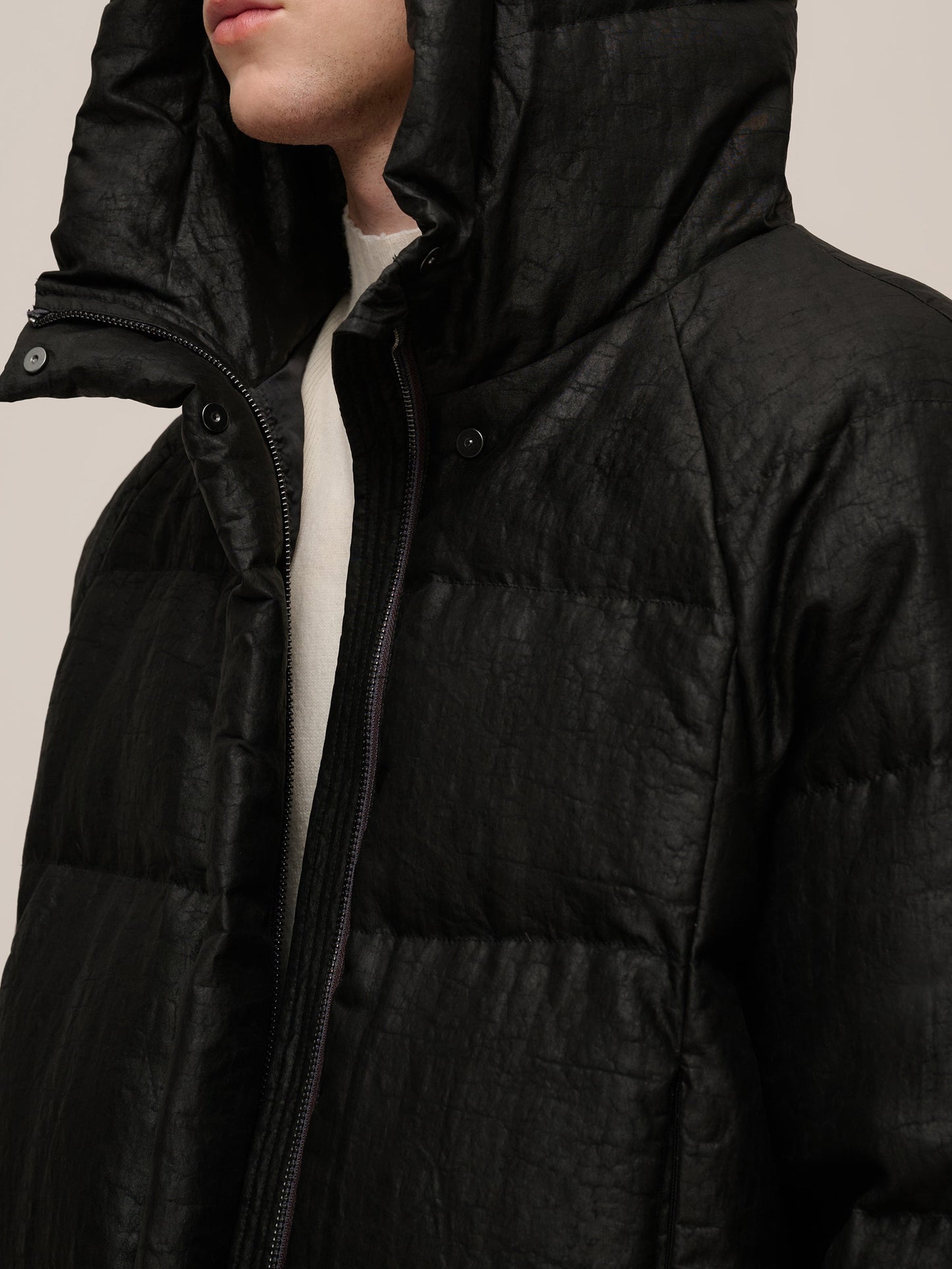 18MM Gambiered Canton Gauze Hooded Unisex Goose Down Jacket