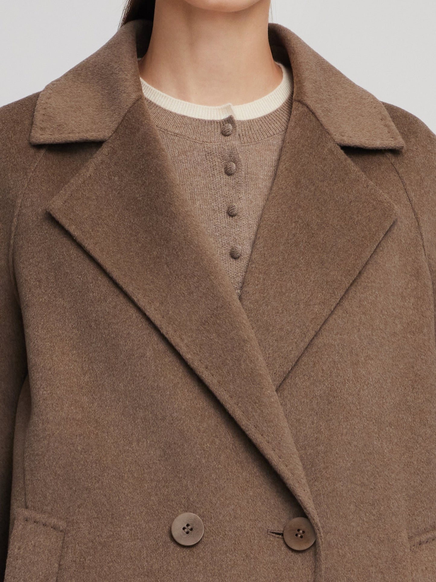Cashmere Wool Blend H-Line Women Overcoat
