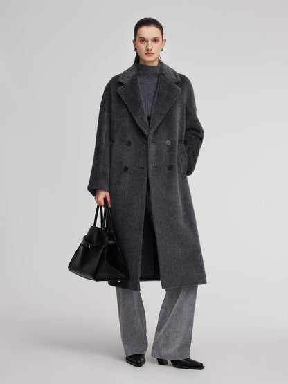 Brushed Alpaca Wool Blend Unisex Overcoat