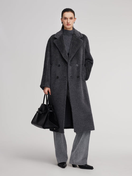 Brushed Alpaca Wool Blend Unisex Overcoat