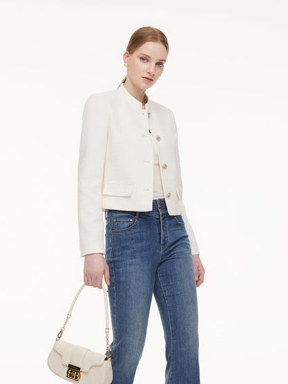 Stand Collar Single-Breasted Women Jacket
