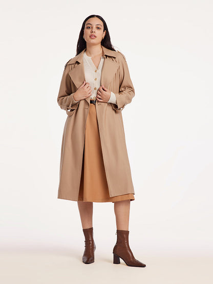 Worsted Woolen Double-Breasted Trench Coat