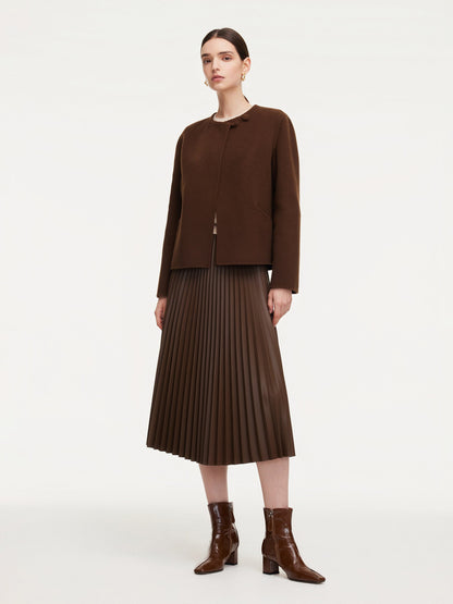 Cashmere Wool Blend Double-Faced Women Cropped Jacket